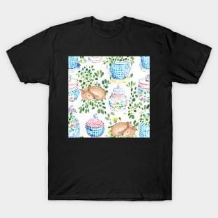 Deer and chinoiserie jars seamless pattern T-Shirt